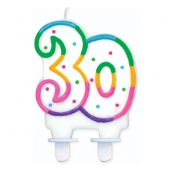 Świeczka urodzinowa cyfra 30 lat (trzydziestka)